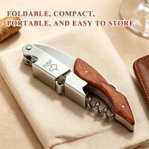 Berglander Waiter Corkscrew Wine Opener with Foil Cutter & Wood Handle - Professional Bar Tool