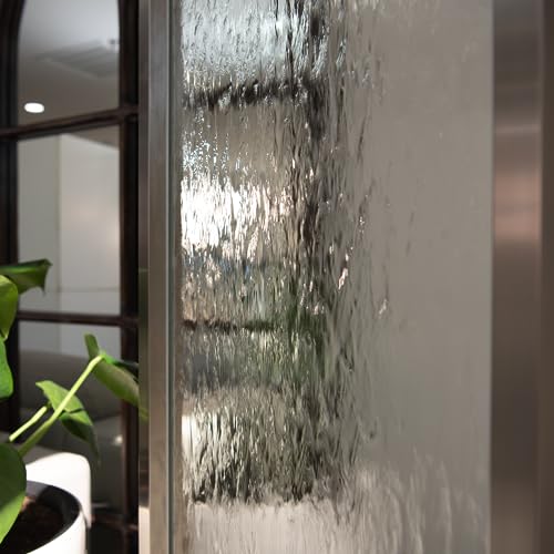 72-Inch Floor Standing Waterfall Fountain with LED Lights and Stones