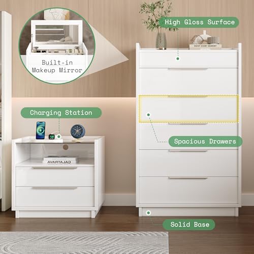 5-Piece Queen Bedroom Furniture Set with Platform Bed and Storage