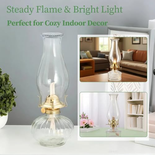 Clear Glass Oil Lamp Chimney Replacement - Wave Style Hurricane Shade