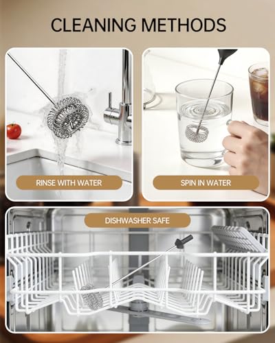 CIRCLE JOY Rechargeable Handheld Milk Frother with Stand, Black