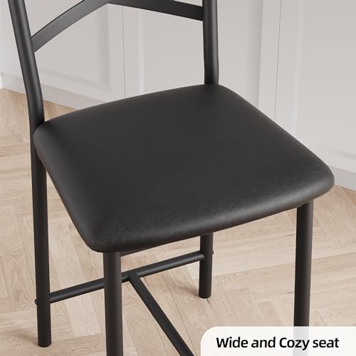26-Inch Counter Height Bar Stools with Back - Set of 4, Black PU Leather