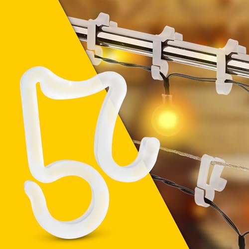 100 Pack Gutter Clips for Outdoor String Lights, Weatherproof Light Hooks