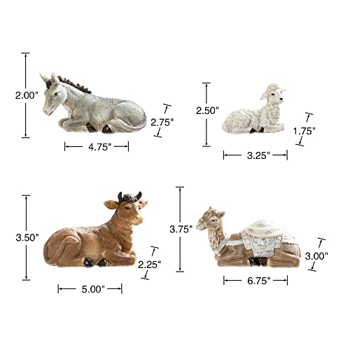 12-Piece Ivory Resin Nativity Figurines Set for Christmas Tabletop Decor