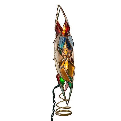 Multi-Color Capiz Star Christmas Tree Topper with 10 Lights (9-Inch)