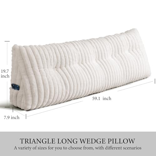 Queen Wedge Pillow with Back Support | Soft Reading Cushion in Beige
