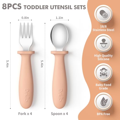 8-Piece Toddler Utensils Set with Silicone Anti-Choke Handles