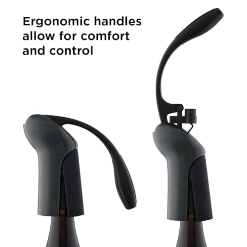 Rabbit Vertical Corkscrew Wine Opener with One-Pull Lever, Black 7.7 x 8.8 in