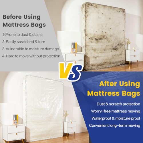 Queen Size Mattress Bag for Moving - Heavy-Duty Plastic Cover