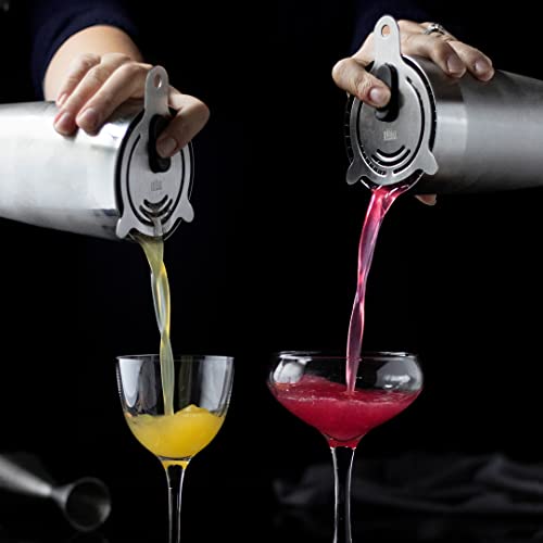 Piña Barware Brushed Finish Stainless Steel Hawthorne Cocktail Bar Strainer with Two Coils - 1 Pack
