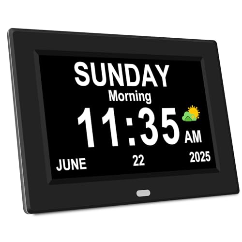 7-Inch Digital Alarm Clock for Seniors with Large HD Calendar Display