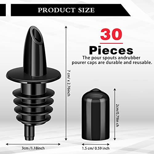 Honeydak 30 Pcs Bottle Pourers with Dust Caps for Liquor & Syrup, Easy Pour Spouts