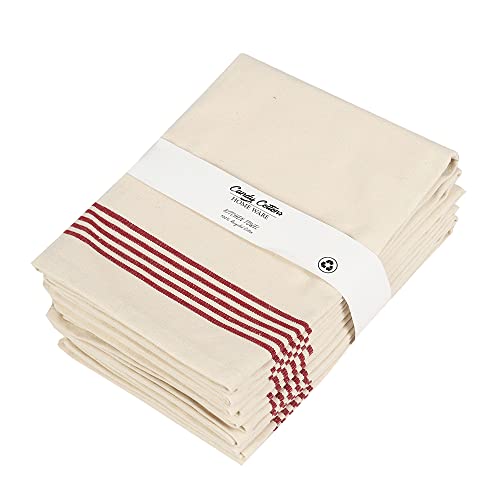Striped Cotton Kitchen Towels - 18x28 inch Dish Towel Set of 6, Red