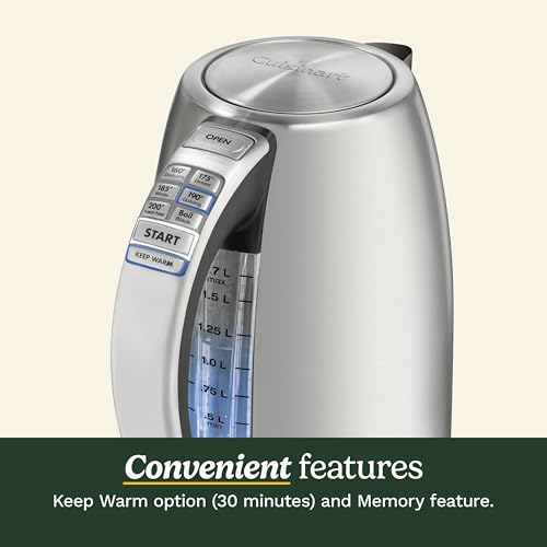 Cuisinart PerfecTemp Electric Kettle 1500W, 6 Preset Temperatures, 1.7L, Stainless Steel