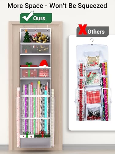 Over Door Wrapping Paper Organizer Hanging Gift Wrap Storage Holder Bag