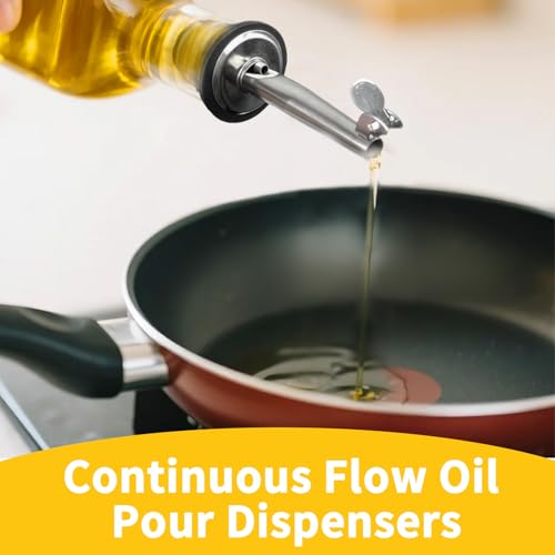 12 Pcs Stainless Steel Liquor Pour Spouts with Auto Dust Cover, Perfect for Oil & Wine Bottles