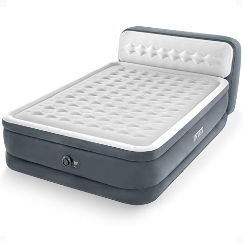 Queen Air Mattress with Built-In Pump & Headboard, 18" Elevated Bed