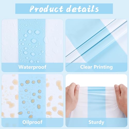 Light Blue Striped Disposable Tablecloths - 54x108 Inch, 3 Pack