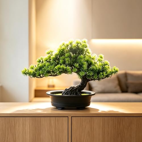 Faux Bonsai Tree with Pot - 9.5-Inch Indoor Decor