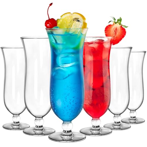 Yesland 6 Pack 13.5 oz Plastic Hurricane Glasses - Clear Tulip Cocktail & Tropical Drink Cups