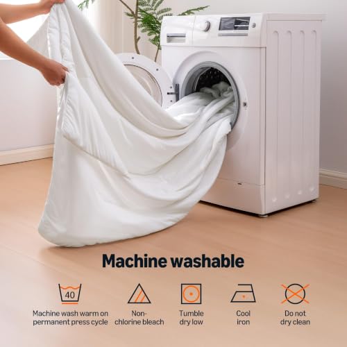 Cooling Comforter for Hot Sleepers - Lightweight All-Season Blanket, 90x90 Queen, White