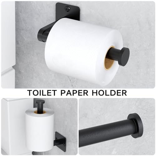 4-Piece Matte Black Bathroom Hardware Set - 24-Inch Towel Bar & Accessories
