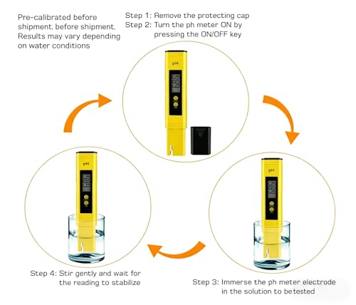 Digital pH Meter Water Tester High Accuracy Pocket Size Yellow