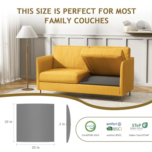 Sagging Couch Cushion Support Insert - High-Density Foam Pad, 20x20x2 Inches
