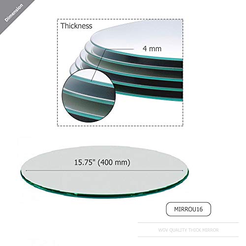 16-Inch Round Mirror Plate, Frameless Glass Tray for Wedding Centerpieces