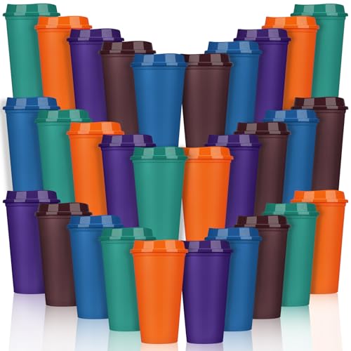 Domensi Colorful 30 Pack 16 oz Reusable Coffee Cups with Lids (Variation: Colorful)