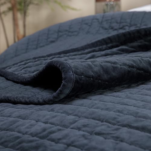 Reversible Royal Velvet Quilt - King Size 108'' x 92'' Dusty Blue