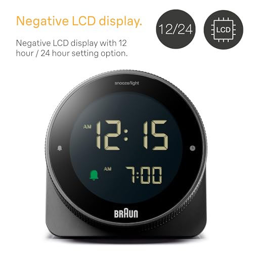 Digital Alarm Clock with Rotating Bezel, Snooze and Negative LCD Display