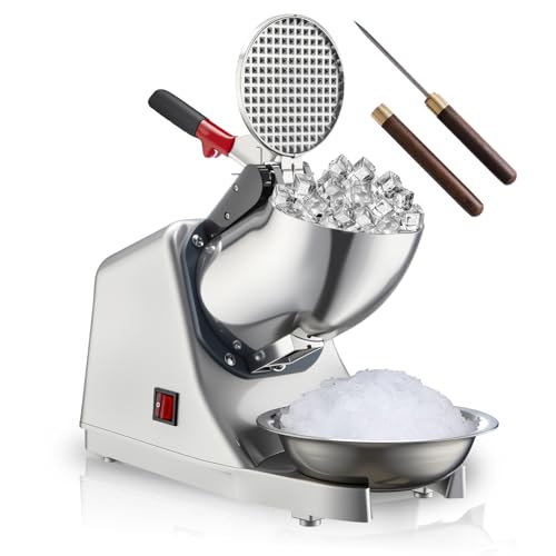 YODHOSA Grey Electric Ice Shaver Crusher 300W Snow Cone Machine with 4 Blades