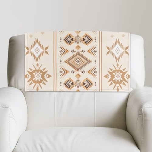 Beige Recliner Headrest Cover - Stain-Resistant PU Protector 17x27