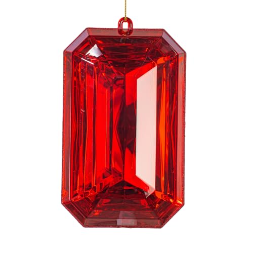 Vickerman 8" Red Rectangle Jewel Glitter Ornament - 2 Pieces