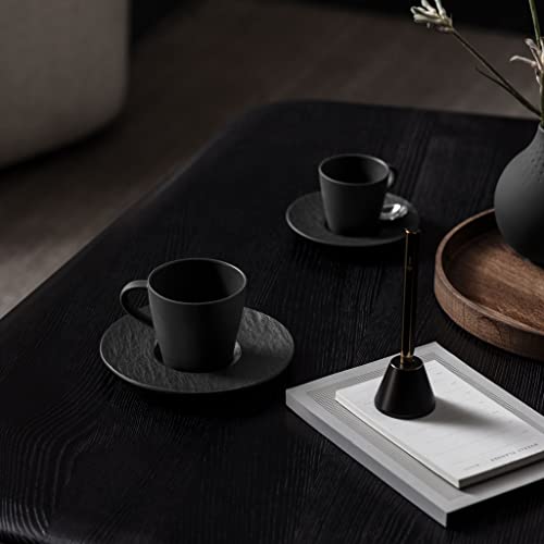 Villeroy & Boch Manufacture Rock Coffee Saucer - Rustic Black Porcelain, Dishwasher Safe, 15.5cm