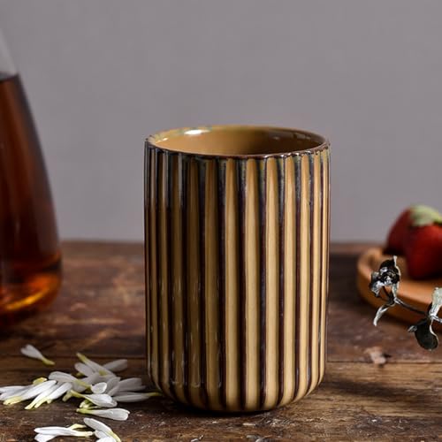 LILITURF Brown Kiln-Fired Japanese Tea Mug 10oz - Handcrafted Ceramic Coffee Cup