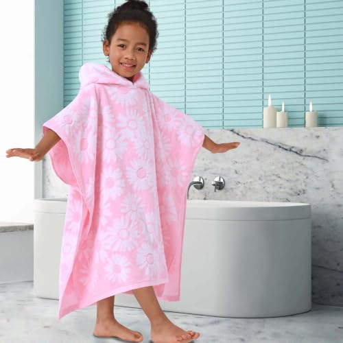 VOOVA & MOVAS Kids Hooded Beach Towel Poncho - 100% Cotton Daisy (Ages 4-8)