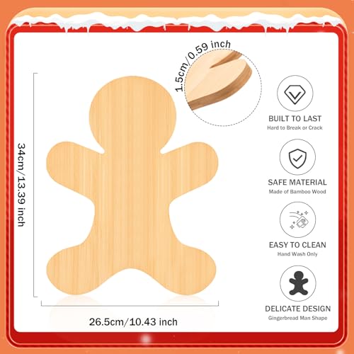 Christmas Gingerbread Man Wooden Serving & Cutting Board - Bamboo Holiday Tray