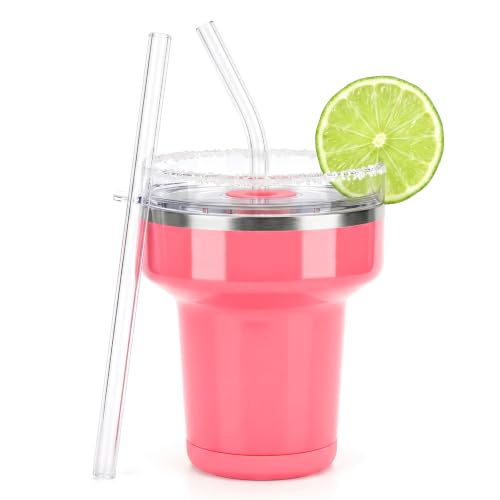 Tronco 16oz Insulated Margarita Tumbler with Lid & Saltable Rim - Coral Pink