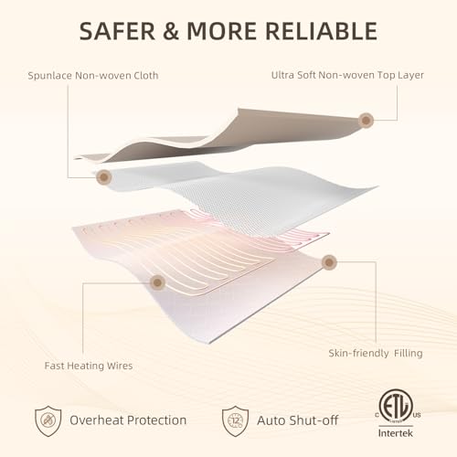 Electric Heated Mattress Pad Mini Twin, 31" x 55", 9 Heat Settings