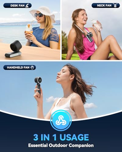 PlayHot Portable Handheld Turbo Fan 5-Speed USB-C Rechargeable