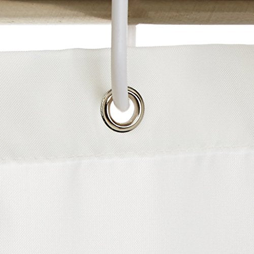 Amazon Basics Water Repellent Fabric Shower Curtain with Hooks, 72"x72" White
