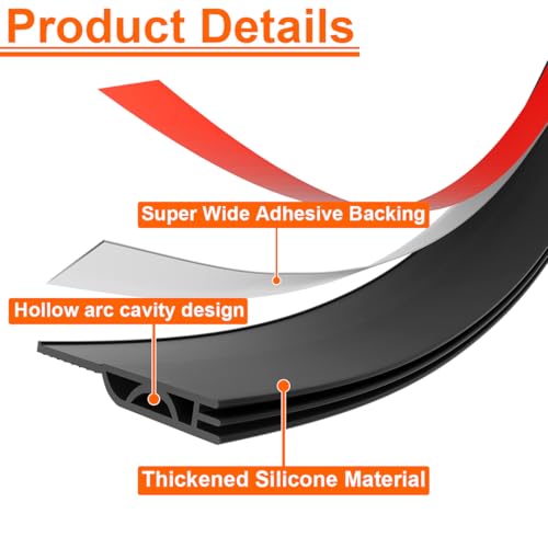 Silicone Door Draft Stopper - Weather Stripping Door Sweep Seal (39", Black)