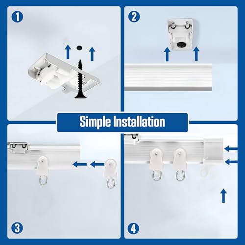 Flexible Ceiling Curtain Track System, 2.9 ft Bendable Rail for Curtains