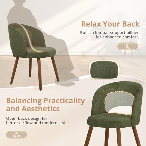 Upholstered Dining Chairs Set of 4, Modern Green Linen Kitchen Chairs