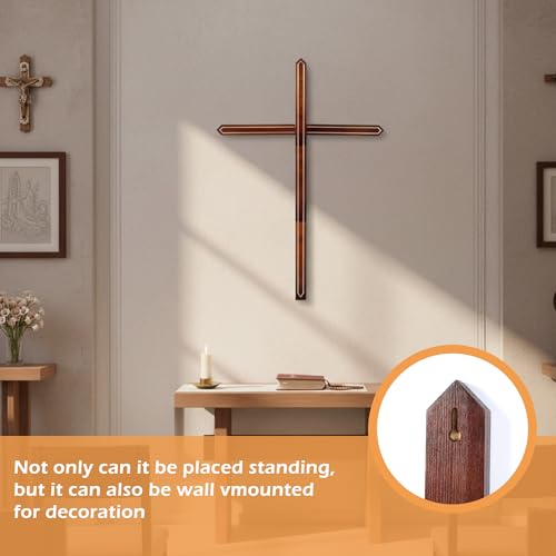 Lukar 71 Inch Large Wooden Cross for Church, Wall & Standing Decor
