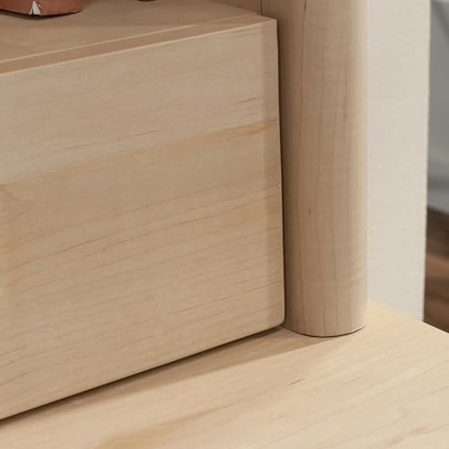 2-Shelf Library Hutch with Drawer in Natural Maple Finish