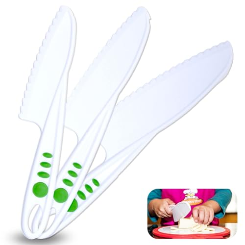 Kid-Safe Kitchen Knife Set - 3-Piece Nylon Cooking Knives for Kids