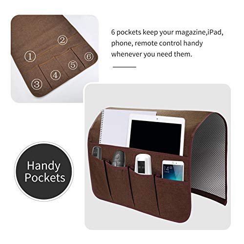 Sofa Armrest Organizer with 6 Pockets for Remote, Phone, and Tablet